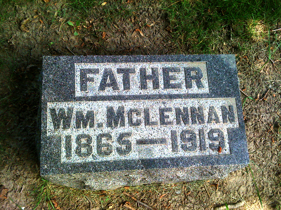 Photo of headstones/Wm. McLennan 1865-1919 hdstn Racine Mound cem Wisc